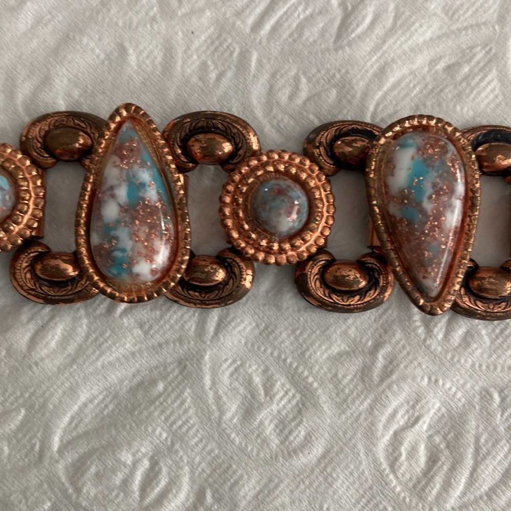 Turquoise and Copper Western Boho inspired Bracelet - Picture 3 of 7